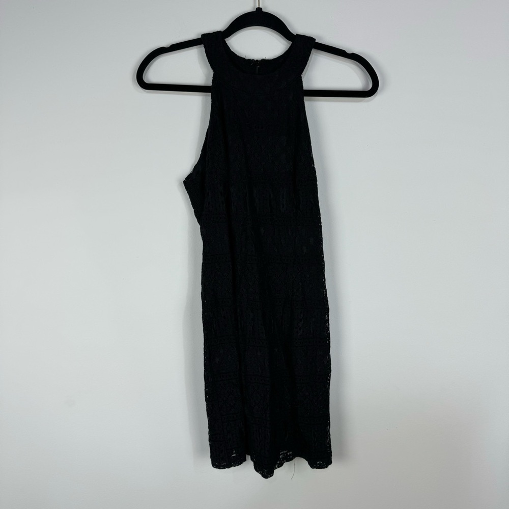 Lulus Black High Neck Lace Mini Dress Graduation Party Goth Gothic